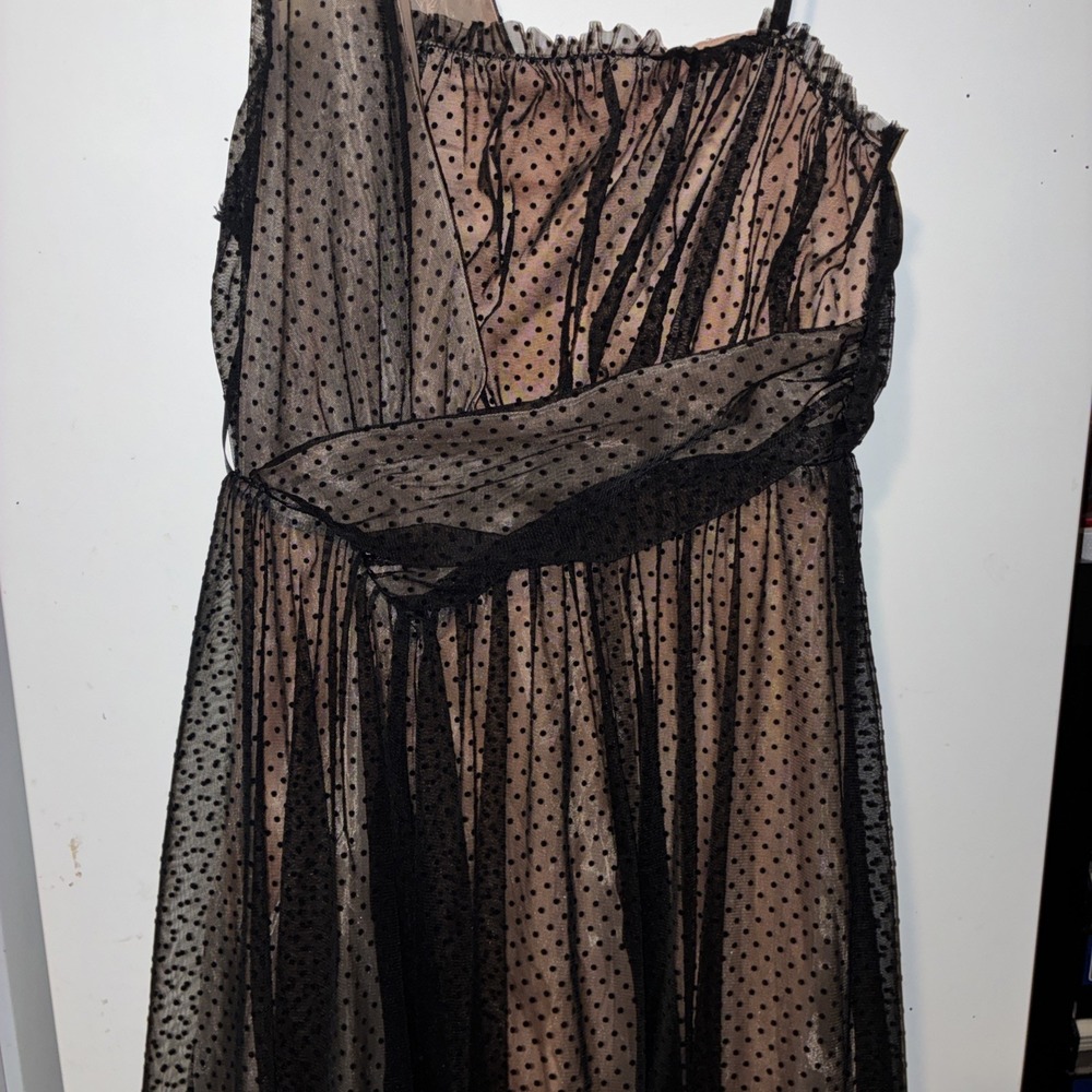 By Anthropologie Tulle Dot Maxi Dress Woman's Size 10 New long Black Formal - Picture 3 of 9